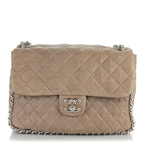 chanel chain around maxi taupe|CHANEL Washed Lambskin Quilted Chain Around Maxi .